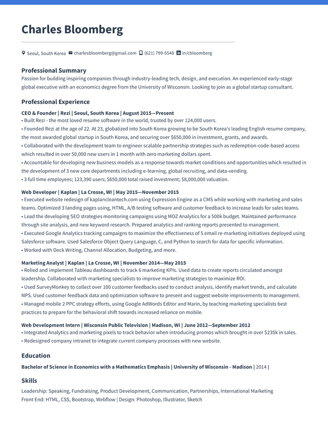 Construction Project Manager resume example