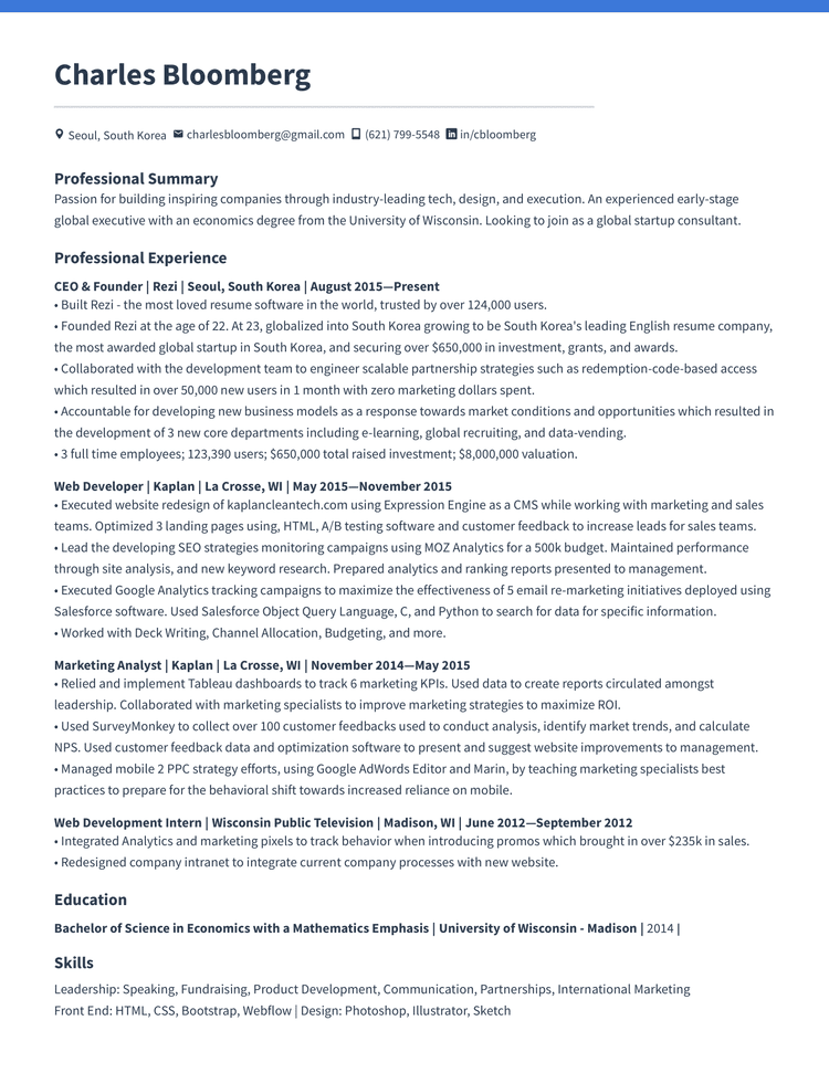 Bold resume template