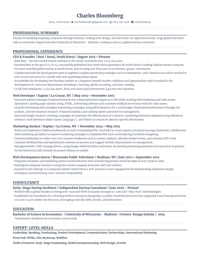 Mechanical Engineer resume example
