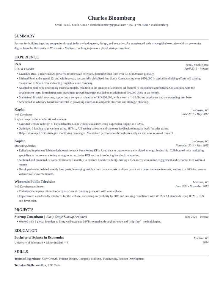 Jake's Resume resume template