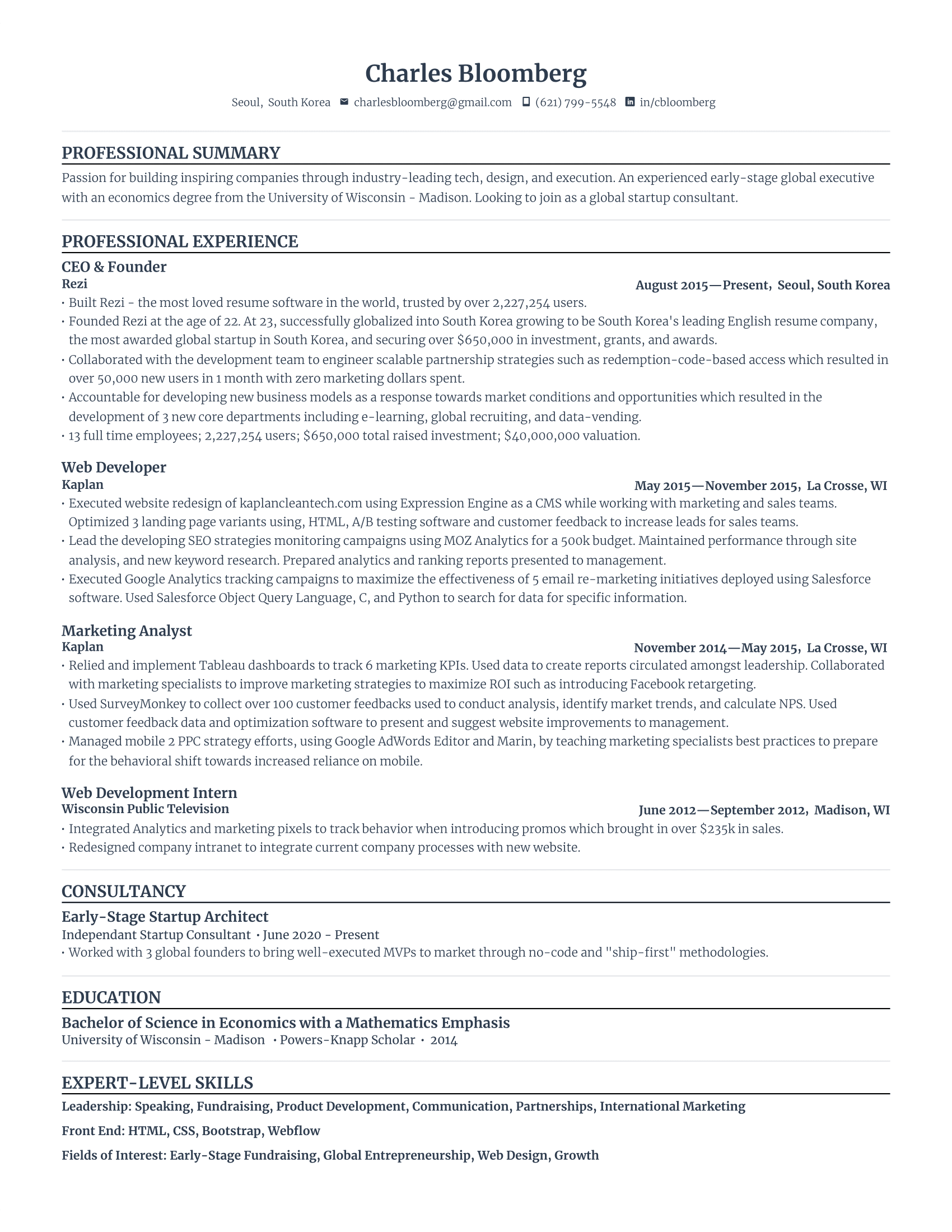 Standard resume template