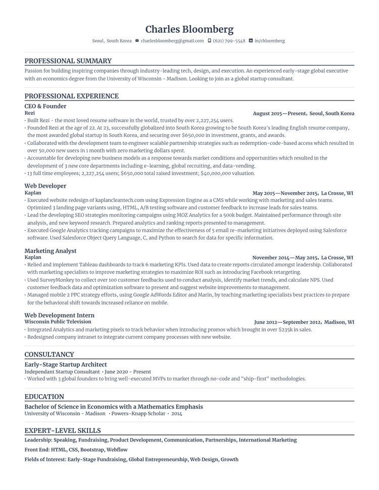 Standard resume template